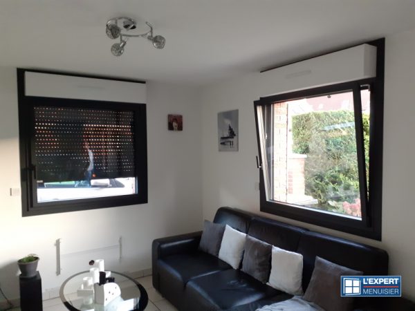 Fenêtre alu panoramique avec volet roulant électrique