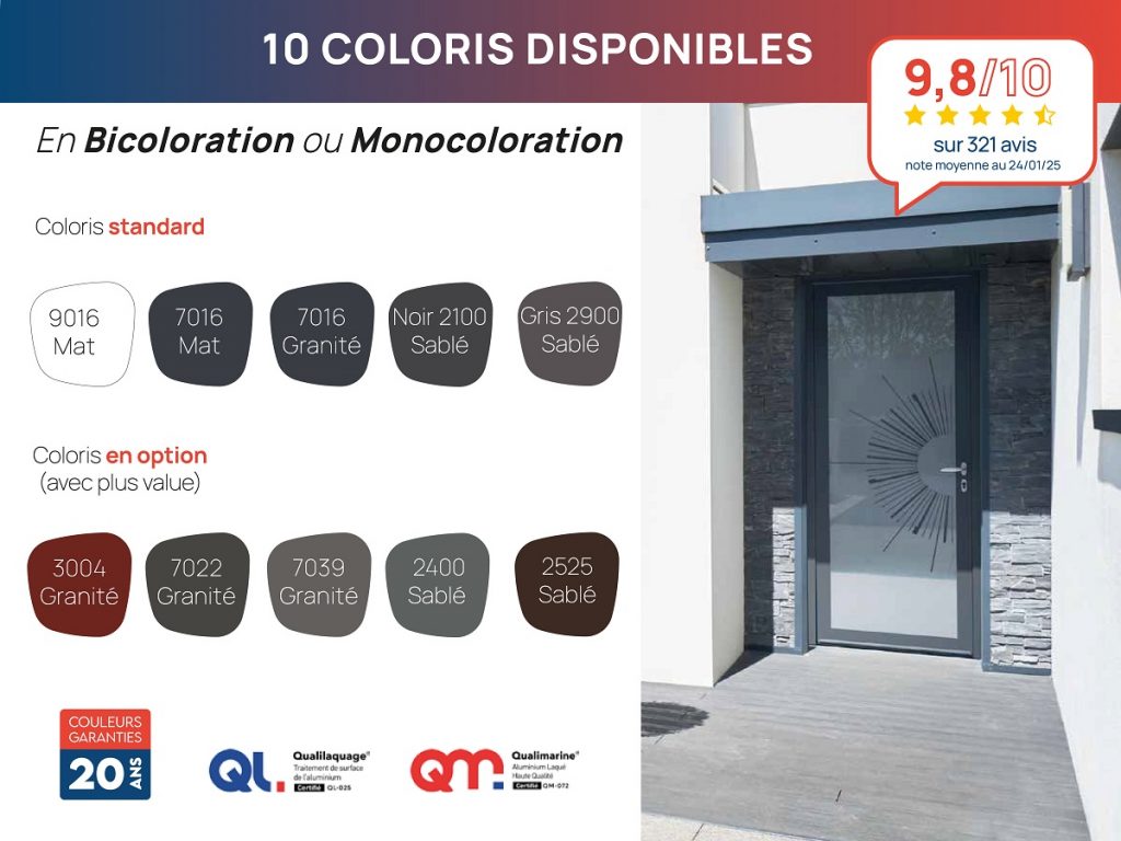 Coloris gamme Zénith EURADIF